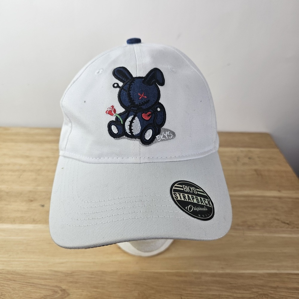 BKYS Blue Rabbit Lucky Charm Baseball Hat Cap‎ White Strapback 100% Cotton Adult